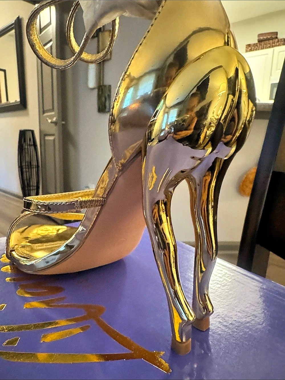 🔥Liliana Bonbon-1 Metallic Gold Heeled Sandals Size 7.5